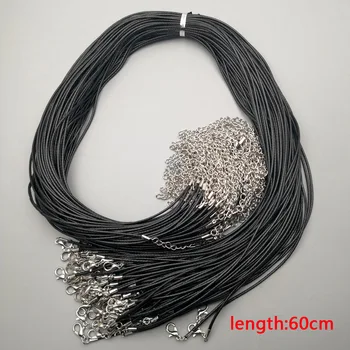 Debelo 1,5 MM black Vosek vrv jastog zaponko 60 cm ogrlica, vrvica za opaljivanje tega Modni Nakit obesek vrvice 100 kozarcev/veliko Brezplačna dostava