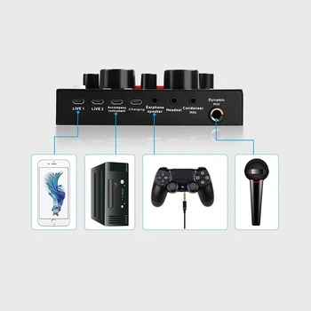 V8 Bluetooth Audio (zvok Bluetooth USB Slušalke Mikrofon spletnega prenosa v Živo Zvočno Kartico 12 Vrst Električnih Zvok Oddaja Za Telefon, Računalnik PC Nova