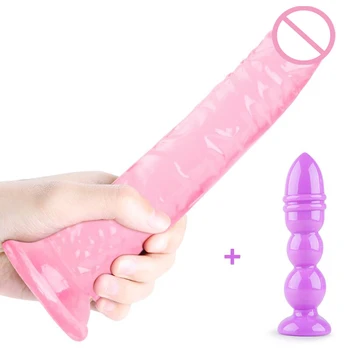 Mehak Jelly Analni Vibrator Butt Plug Vaginalne Massager Realističen Dildo Sesalni Dick Umetni Penis Erotično sex igrače za Ženske
