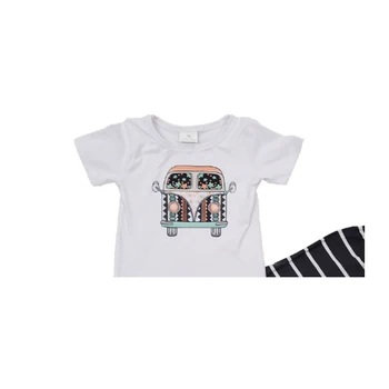 Poletje moda dekle kratek rokav obleka boutique avtomobilov vzorec in stripes design otroci oblačila sklop