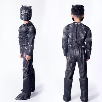 Mišice Fantje Halloween Black Panther Kostume Otroci Otrok Cosplays Karneval Purim Maškarada Božič stranka obleko