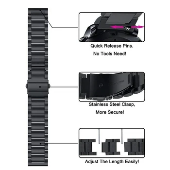 Iz nerjavečega Jekla, Trak Za Xiaomi Amazfit Bip S U Lite GTS 2 Mini Pop Pro GTR 47mm/42mm Stratos 3 Hitrost Traku 20 mm/22 mm Watchband