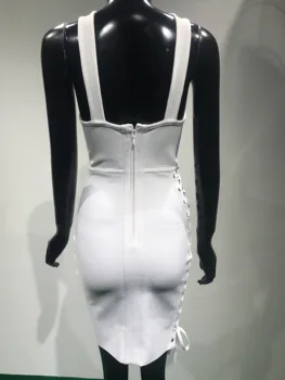 2020 Ženske Modni Seksi Criss Cross Ključavnična Luknja Bela Povoj Obleko Oblikovalca Elegantne Večerne Slaven Stranka Obleko Vestido