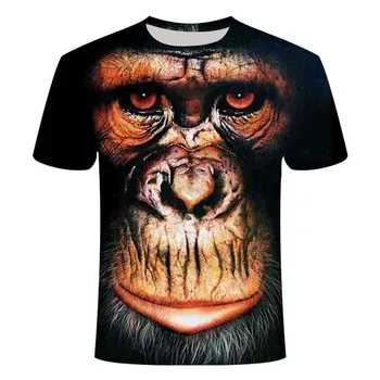 Moške Živali t shirt Orangutan/opica 3D Tiskanja tshirt Moški Smešno tees vrhovi Kratek Rokav O-vratu 3D Tiskanja Poletne Obleke S-6XL