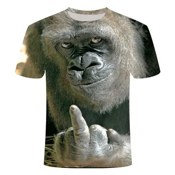 Moške Živali t shirt Orangutan/opica 3D Tiskanja tshirt Moški Smešno tees vrhovi Kratek Rokav O-vratu 3D Tiskanja Poletne Obleke S-6XL