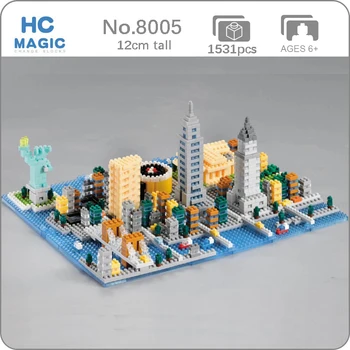 HC 8005 Arhitekture newyorški Kip Svobode 3D Model DIY Mini Diamond Bloki, Opeke Stavbe Igrača za Otroke, št Polje