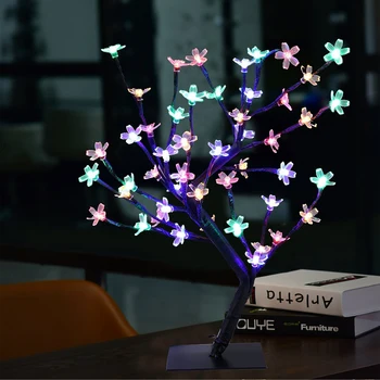 Ustvarjalne 48 LED USB Cherry Plum Blossom Namizno Svetilko Pisane Xmas Tree Noč Svetlobe v Zaprtih prostorih Stranke Poroko Bar Doma Dekor Tabela Svetlobe