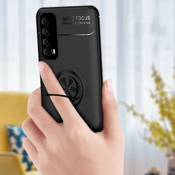 KEYSION Shockproof Primeru za Huawei P Samrt 2021 do leta 2020 2019 Mehki Silikonski Magnetni Obroč Stojalo Telefon Hrbtni Pokrovček za Huawei Y7A Y9A