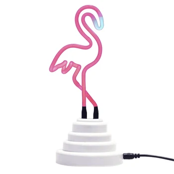LED Neon Luči Prijavite Steklene Cevi Pink Flamingo Obliko Pisano Mizo Lučka za Dekle je Darilo Zaprtih Poroko Osvetlitev Dekoracijo