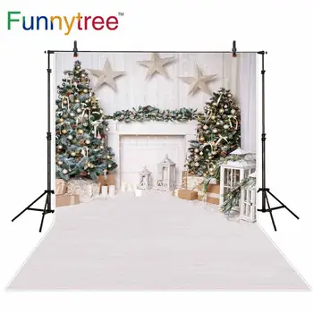 Funnytree Božič Fotografija Ozadje Doma Oddaljen Pogled Dekor Novo Leto Drevo Baby Družinsko Ozadje Lesena Tla Foto Studio