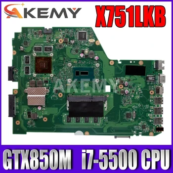 X751LKB Glavni odbor X751LKB GTX850M i7-5500 PROCESOR, 4GB RAM Mainboard REV 2.2 Za ASUS X751LK X751LKB X751L A751L Prenosni računalnik z matično ploščo