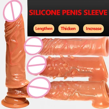 Novo enkratno uporabo Realne Kondomi Pri Moških Penisa Rokav Petelin Extender Silikonski penis Razširitev Sex Igrača za Moške Petelin Sex Igrače Kondom