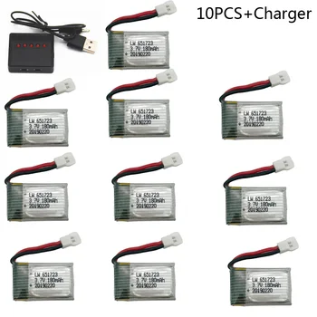 3,7 V 180mAh z USB Polnilec za H8 Mini Lipo Baterije H8 RC Quadcopter deli 10PCS/veliko brezplačna dostava