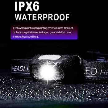 Super Svetla LED Žaromet Telo Senzor Gibanja Smerniki USB Polnilne Glave lahki Prenosni Super Svetla Glavo Svetilka za Kampiranje