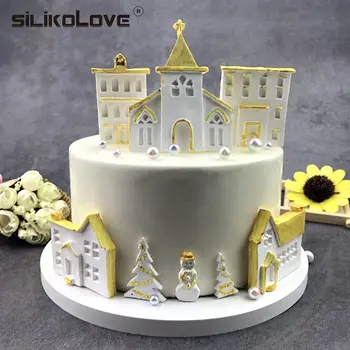 SILIKOLOVE Božični Medenjaki Hiša Kalup za Peko Silikonsko Plesni Čokolado Fondat Modele Za Torto Dekoraterstvo za Otroke Torto