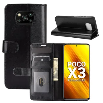 Pu Usnje Kartico Žep Telefon Vrečko za Xiaomi POCO X3 NFC F2 Pro Redmi Opomba 8 8T 8A 9 9 9A 9C Stojalo Flip Popolno Zaščito Primeru