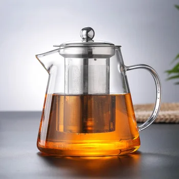 Borosilicate prozornega Stekla Čajnik Visoke Temperature Odporen Cvet Čaj Aparat za Čajnik iz Nerjavečega Jekla Infuser Filter Čaj grelnik vode