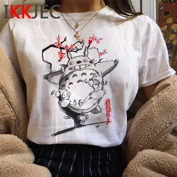 Kawaii Totoro Japonski Anime Tshirt Ženske Smešno Risanka Srčkan T-shirt Poletje Prevelik Majica Fashion Grafični Top Tees Ženski