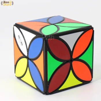 Mofangge Štiri deteljico Kocka Magic Cube Puzzle Igrača za Konkurenco Black Stickerless Čudno obliko Twist Cube