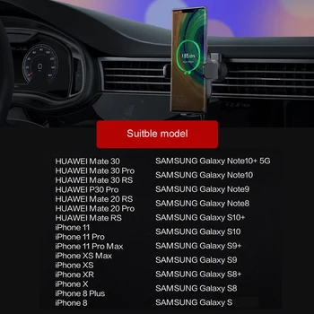Huawei Brezžični Avto Polnilec 27W Brezžični Polnilnik Qi Standardom TÜV certifikatom za Huawei P30Pro SamsungS10 iPhoneX brezžično polnjenje