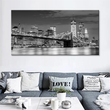 New York, Brooklyn Bridge, Brazilija Rio de Janeiru Platno Natisne Slikarstvo Velikosti Nočni Ogled Mesta, Pokrajine Stenskih slikah