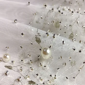 Luksuzni Čudovito 3D Pearl Serije Sivo Til Zavese za Spalnico Diamond Svetlo Bela Prosojna za Okna Dnevna Soba Kuhinja