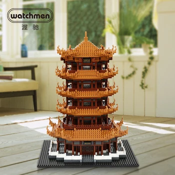 Mini DIY gradniki igro diamond blocks arhitekture Rumena Žerjava Tower opeke mestu Wuhan Kitajsko Zgodovino 3d model odraslih igrače