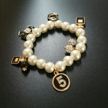 Blagovne znamke nakit čar zapestnico stretch listov številka 5 smolo pearl sklop zapestnice/bijuterias/joias/joyas/joyeria