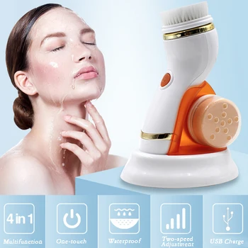 4 V 1 Električni Facial Cleanser Ultrazvočno USB Polnilne Kože, Pore Čiščenje Pralni Masaža Por Naprave Obraz Krtačo