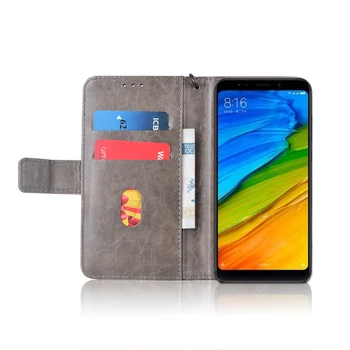 Flip Usnjena torbica Za Xiaomi Redmi 5 primeru Fundas Natisnjeni Cvet denarnice primerih s Traku mehko TPU zadnji pokrovček