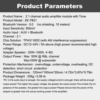 TPA3116D2 Bluetooth 5.0 Subwoofer Ojačevalnik Odbor 50WX2+100W 2.1 Channel Power o Stereo Ojačevalnik Odbor AMP Bass