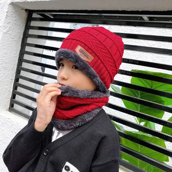 Moški Topla Kapa + Mehko Šal Dva-Delni Komplet Zimskih Zgostitev Pokrivalo Moški Otrok Windproof Pletenje Kape Vratu Toplejše