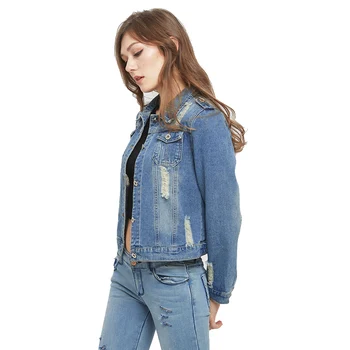 Pozimi Na Prodajo blagovne Znamke Plus Velikost 5XL 6XL Oversize Denim Jakna Ženske 2019 Slim Bombaž Svetlobe Oprati Dolg Rokav Jeans Jakno Coats