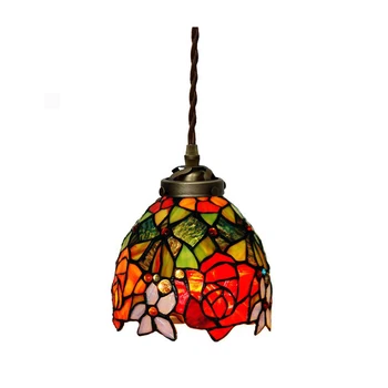 Luksuzni Retro Vintage Tiffanylamp Vitraž Cvet, Restavracijo, Jedilnico Lestenec Razsvetljavo Tri Led Okova E27