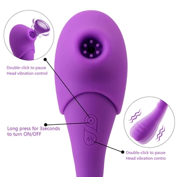 IKOKY Dildo, Vibrator Nastavek Klitoris Bedak G Spot Massager Klitoris Stimulator Sesanju Vibrator Oralni Seks, Seks Igrače za Ženske