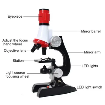 Mikroskop Kit Lab LED 100X-400X-1200X Doma, Šole, Izobraževalne Igrače Darilo Rafinirano Biološki Mikroskop Za Otroke Otrok Nova