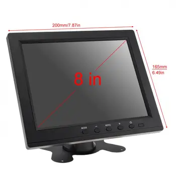 8-Palčni HD TFT-LCD LED Avto Monitor Mini TV, Računalnik, 2-Kanalni Video Vhod Security Monitor z Zvočniki VGA HDMI za Avto