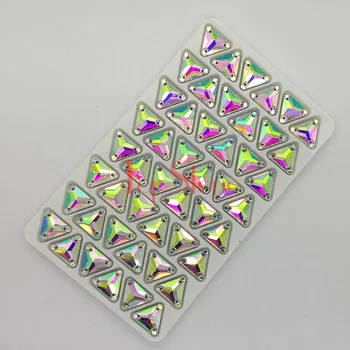 TopStone Kristali AB Trikotnika Sew Na Okrasnih Steklenih Flatback Velikosti 12 16 22 mm Za DIY Šivanje Plesno Obleko Strass Oblačila