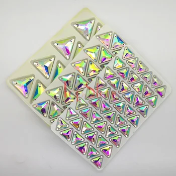 TopStone Kristali AB Trikotnika Sew Na Okrasnih Steklenih Flatback Velikosti 12 16 22 mm Za DIY Šivanje Plesno Obleko Strass Oblačila