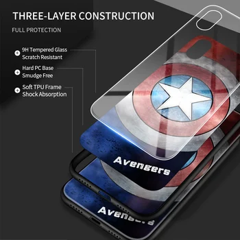 Za Huawei Nova 2 Lite / Y7 Prime 2018 / Čast 7C Primeru Marvel Avengers Superheroj Kapetan Spiderman Stekla Nazaj Kritje Telefon Ohišje