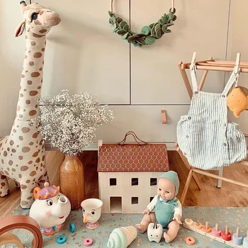 Nov slog plišastih žirafa lutka, velikan velik, kosmat, udoben na dotik, mehko živali, igrače, darila za spalnico、dnevna soba pisarna