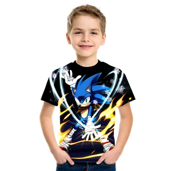 Otroci Fantje Majica Sonic jež sonic Za Otroke, Kratek rokav, O-Vratu 3D Tiskanih Dekleta Ulične Mladičev, Smešno Oblačila Vroče