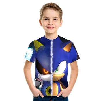 Otroci Fantje Majica Sonic jež sonic Za Otroke, Kratek rokav, O-Vratu 3D Tiskanih Dekleta Ulične Mladičev, Smešno Oblačila Vroče