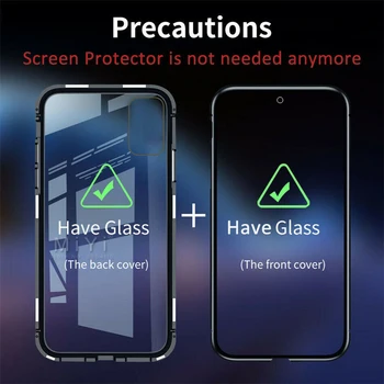 360° Kovinski Odbijača Magnetni Pokrovček Za Samsung Galaxy A51 A12 Primerih Dvojno Strani Stekla Zaščito Lupine Na Gelaxi 12 51 Coque