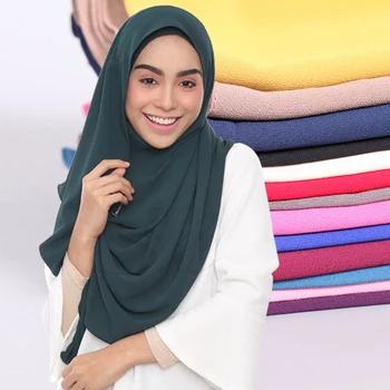 Šifon Dvojno Zanke Instant hidžab muslimanske ženske Šal Islamske pripravljen nositi hijabs 75*180 cm