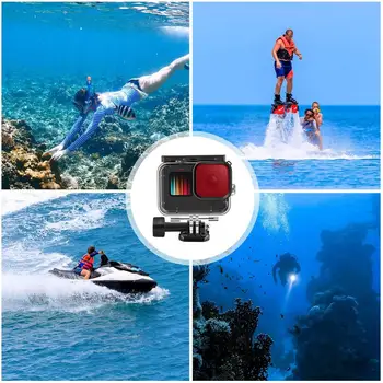 45M Vodotesno Ohišje Podvodnega Kaljeno Steklo Potapljaško Ohišje Pokrov Objektiva Filter za GoPro Hero 9 Črna Kamera dodatna Oprema
