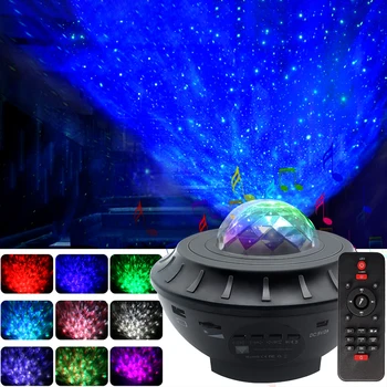 Barvita Zvezdnato Nebo Projektor Blueteeth USB Glasovni Nadzor Predvajalnik Glasbe otroška Nočna Lučka Romantično galaxy projektor Lučka Dropship