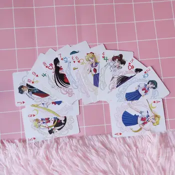 54 Listov/paket Risanka Japonske Anime Sailor Moon Dekleta Cosplay Kuro Igralne Karte, Poker Karte Slika Igrače Zbiranje Daril