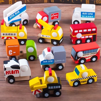 Otroci Mini Lesene Avtomobilov, Tovornjakov Model Igrača Montessori Lesene Izobraževanje Barvita, Vozila, Igrače Simulacije Avtomobilov Darilo Za Rojstni Dan