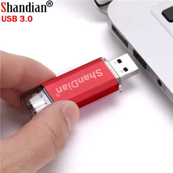 SHANDIAN debelo Vrtenje USB palec pogona Zavrtite Zunanji pomnilnik 4 GB, 16GB 32GB 64GB OTG Tip C 3.0 pomnilniški ključek U disk
